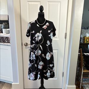 a new day Black Mini Dress with Pastel Floral Print